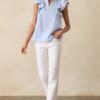 Caldwell Blue Micro Gingham Cotton Ruffle Top