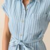 Begin Again Light Wash Chambray Stripe Midi Shirt Dress
