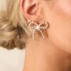Best Of Both Worlds Gold & Ivory Pearl Bow Earrings