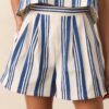 Be Spontaneous Blue Stripe Canvas High Waisted Shorts
