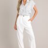 Behind The Grin White Cotton Linen Blend Pants