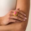 Brighten Your Day Hot Pink Center Stone Cocktail Stretch Ring