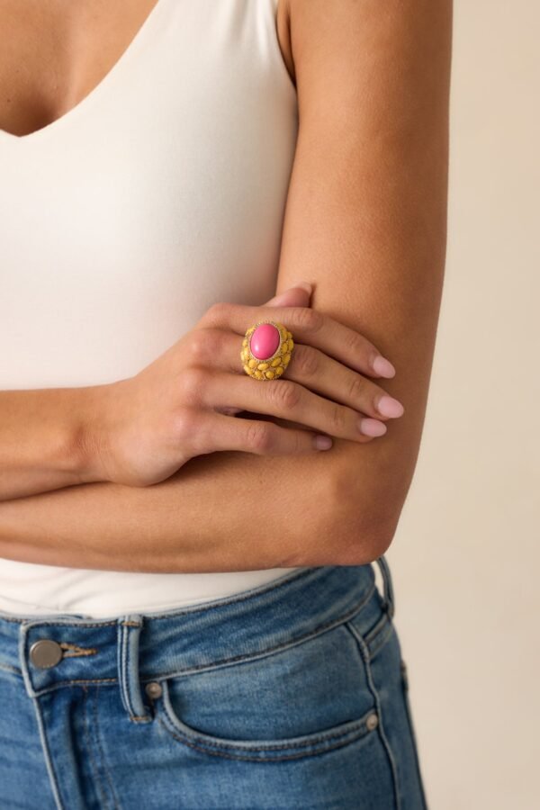 Brighten Your Day Hot Pink Center Stone Cocktail Stretch Ring