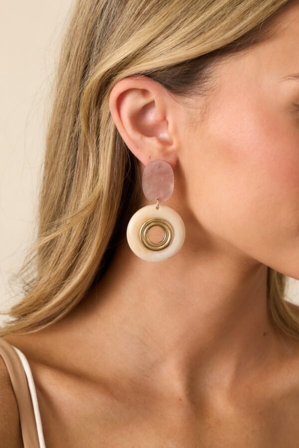 Blush Hour Light Pink Pearlescent Drop Earrings
