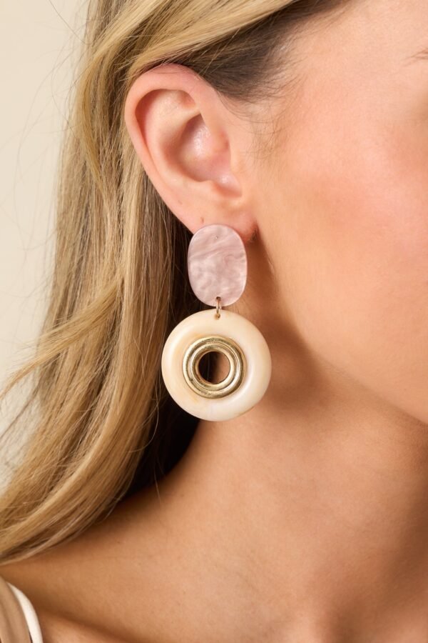 Blush Hour Light Pink Pearlescent Drop Earrings