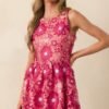 Celebrate Every Day Rose Pink Floral Embroidered Mini Dress