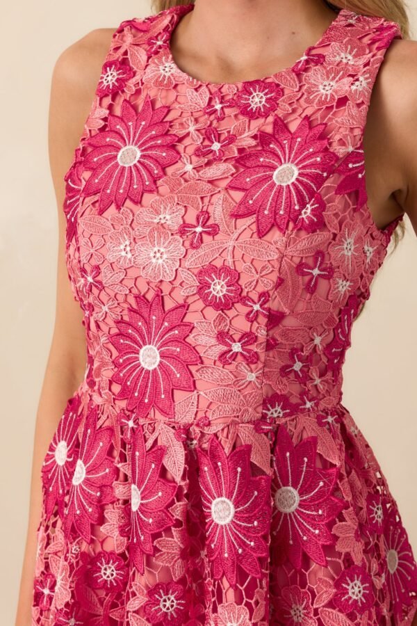 Celebrate Every Day Rose Pink Floral Embroidered Mini Dress
