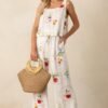 Carried By The Wind Ivory Floral Patchwork Sleeveless Top