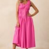 Better Late Than Never Hot Pink Sleeveless Midi Dress