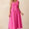 Better Late Than Never Hot Pink Sleeveless Midi Dress
