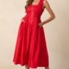 Better Late Than Never Red Sleeveless Midi Dress