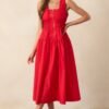 Better Late Than Never Red Sleeveless Midi Dress