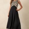 At This Point Black Diagonal Stripe Cotton Crochet Maxi Dress