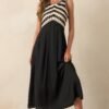 At This Point Black Diagonal Stripe Cotton Crochet Maxi Dress