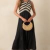 At This Point Black Diagonal Stripe Cotton Crochet Maxi Dress