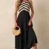At This Point Black Diagonal Stripe Cotton Crochet Maxi Dress