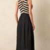 At This Point Black Diagonal Stripe Cotton Crochet Maxi Dress