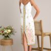 Bursting Blooms Ivory Multi Floral Midi Dress