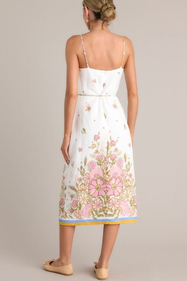 Bursting Blooms Ivory Multi Floral Midi Dress