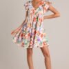 Botanical Bouquet Ivory Multi Floral Mini Dress