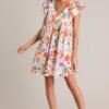 Botanical Bouquet Ivory Multi Floral Mini Dress