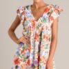 Botanical Bouquet Ivory Multi Floral Mini Dress