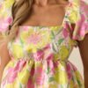 Bloom With Grace Light Pink Floral Jacquard Peplum Top