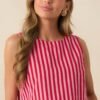 Be The Change Red Stripe Cotton Sleeveless Crop Top