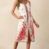 Bursting Blooms Magenta Multi Floral Midi Dress