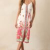 Bursting Blooms Magenta Multi Floral Midi Dress