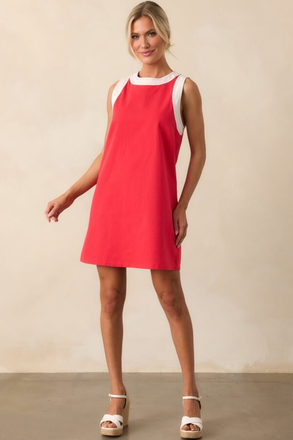 Bring The Good With You Red Cotton Shift Mini Dress