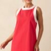 Bring The Good With You Red Cotton Shift Mini Dress