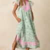 Believe In Yourself Green Floral Rayon Kaftan Maxi Dress