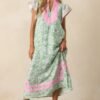 Believe In Yourself Green Floral Rayon Kaftan Maxi Dress
