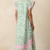 Believe In Yourself Green Floral Rayon Kaftan Maxi Dress