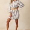 Better Than Expected Blue Stripe Cotton Mini Shirt Dress