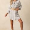 Better Than Expected Blue Stripe Cotton Mini Shirt Dress