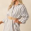 Better Than Expected Blue Stripe Cotton Mini Shirt Dress