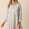 Better Than Expected Blue Stripe Cotton Mini Shirt Dress