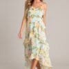 Blossom In Time Blue Multi Floral Ruffle Tiered Midi Dress