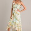 Blossom In Time Blue Multi Floral Ruffle Tiered Midi Dress