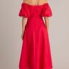 Cascade Couture Red Off Shoulder Midi Dress