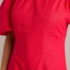 Cascade Couture Red Off Shoulder Midi Dress