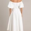 Cascade Couture White Off Shoulder Midi Dress