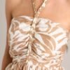 Caribbean Charm Tan Tropical Print Halter Top