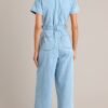 Blue Jean Beauty Light Wash Demin Zip Front Jumpsuit