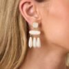 Can't Keep Waiting Gold Ivory Pearlescent Drop Earrings