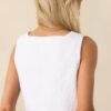 Blissfully Chill Days White Linen Blend Sleeveless Crop Top