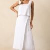 Blissfully Chill Days White Linen Blend Sleeveless Crop Top