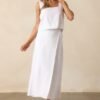 Blissfully Chill Days White Linen Blend Sleeveless Crop Top